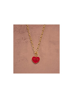 Handmade Κολιέ Κόκκινη Καρδιά LOVE  00011 Χρυσό