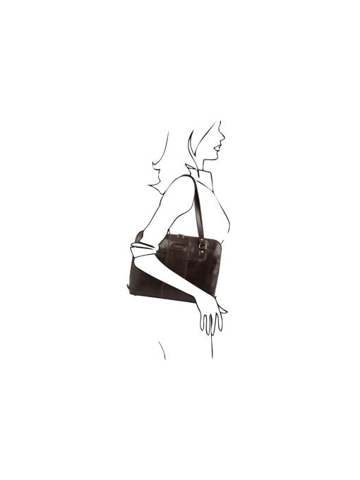 Γυναικεία Επαγγελματική Τσάντα Δερμάτινη Ravenna 15.6" Καφέ σκούρο