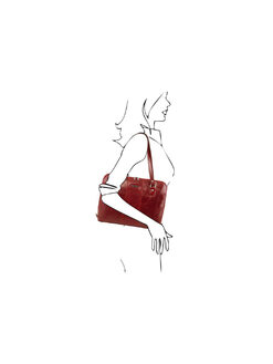 Γυναικεία Επαγγελματική Τσάντα Δερμάτινη Ravenna 15.6" Κόκκινο