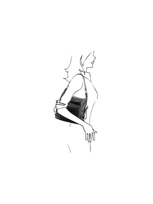 Γυναικεία Τσάντα Δερμάτινη Πλάτης & Ώμου TL141535 Μαύρο