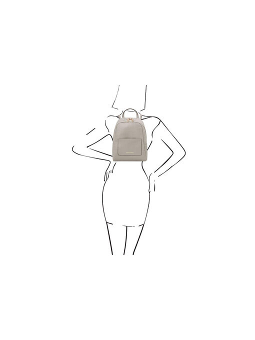 Γυναικεία Τσάντα Πλάτης Δερμάτινη TL142052 Γκρι ανοιχτό