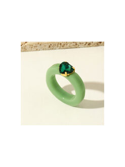 Δαχτυλίδι Candy Heart Resin SP0010 Πράσινο