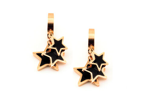 Σκουλαρήκια “Triple Stars”  00085 Χρυσό Ρόζ