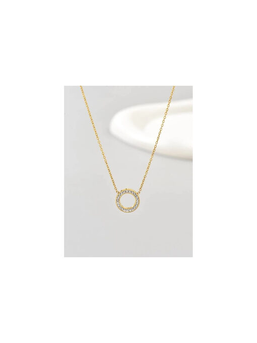 Κολιέ με Αλυσίδα “Circle Stras Charm ” 104-00010 Χρυσό