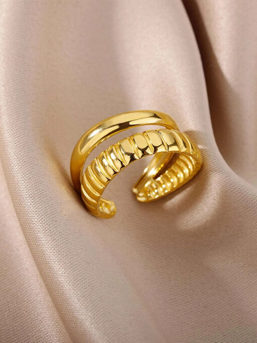 Δαχτυλίδι “D-Rows " 107-00027 Χρυσό