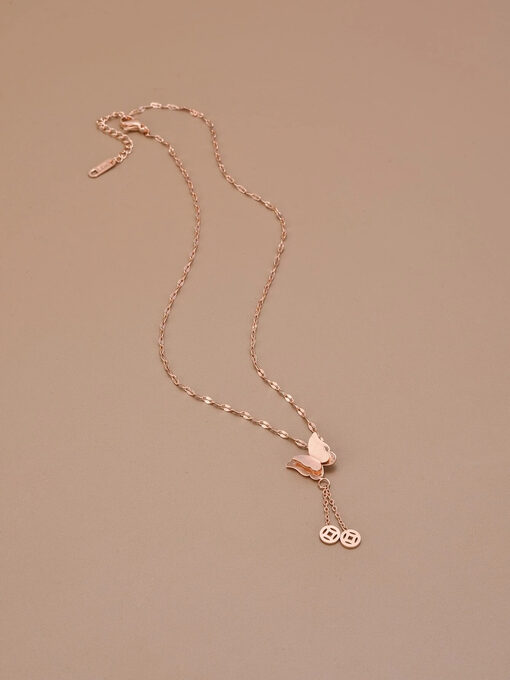 Κολιέ με Αλυσίδα “Butterfly Knit” 104-00032 Χρυσό Ρόζ