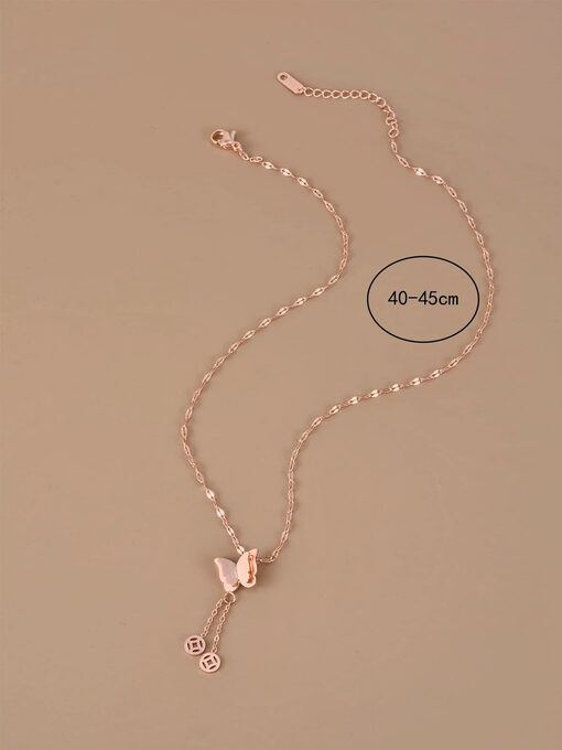 Κολιέ με Αλυσίδα “Butterfly Knit” 104-00032 Χρυσό Ρόζ