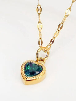 Κολιέ με Αλυσίδα “Cubic Zirconia Heart” 104-00033 Χρυσό