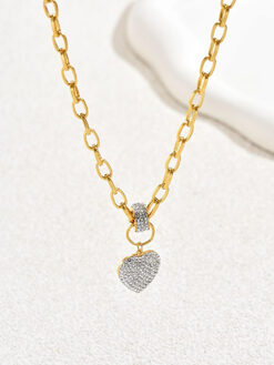Κολιέ με Αλυσίδα “Stras Heart” 104-00014 Χρυσό
