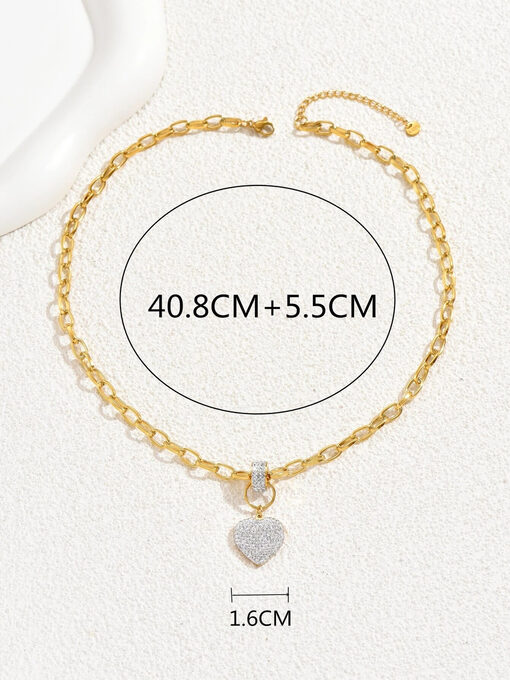 Κολιέ με Αλυσίδα “Stras Heart” 104-00014 Χρυσό