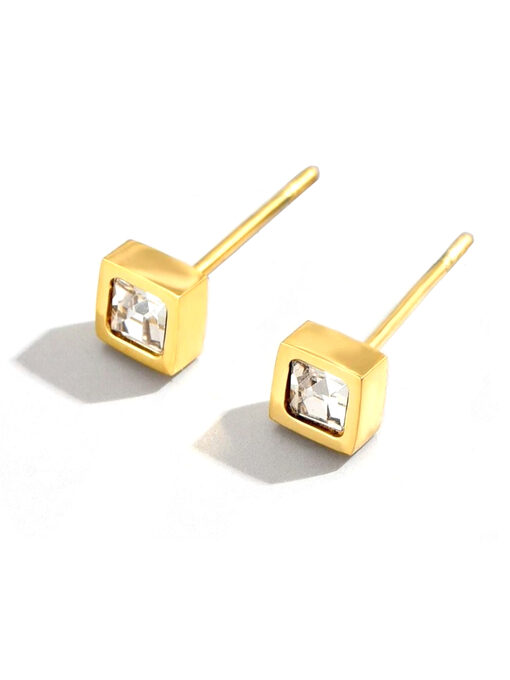 Σκουλαρήκια “Cube Stras” 106-00021 Χρυσό
