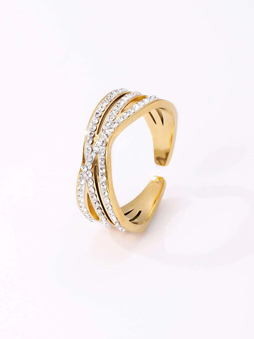 Δαχτυλίδι “3Stras Row" 107-00037 Χρυσό