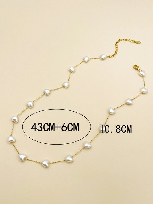 Κολιέ με Αλυσίδα “Heart Pearls” 104-00052 Χρυσό