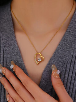 Κολιέ με Αλυσίδα “Holly Stras Heart” 104-00056 Χρυσό