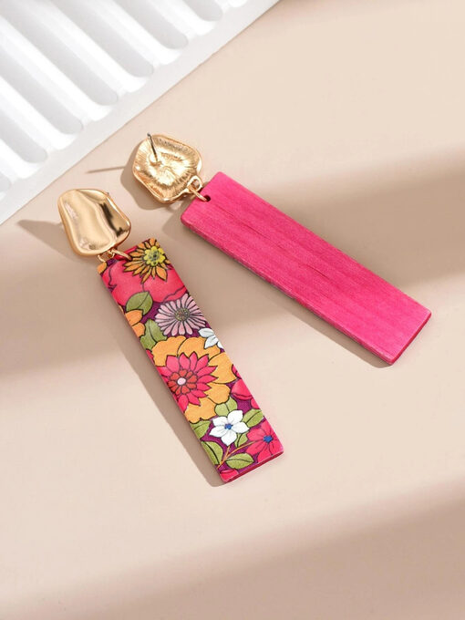 Σκουλαρίκια “Flower Row” 106-00109 Ροζ