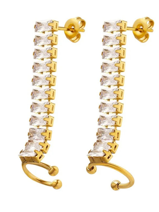 Σκουλαρίκια “Hanged F Stras” 106-00121 Χρυσό