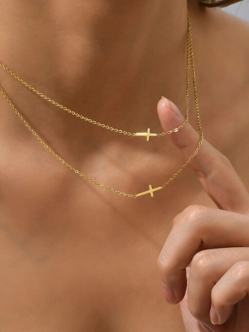 Κολιέ με Αλυσίδα ‘’Dcross Charm” 104-00094 Χρυσό