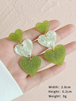 Σκουλαρίκια “Drop Hearts” 106-00076 Πράσινο