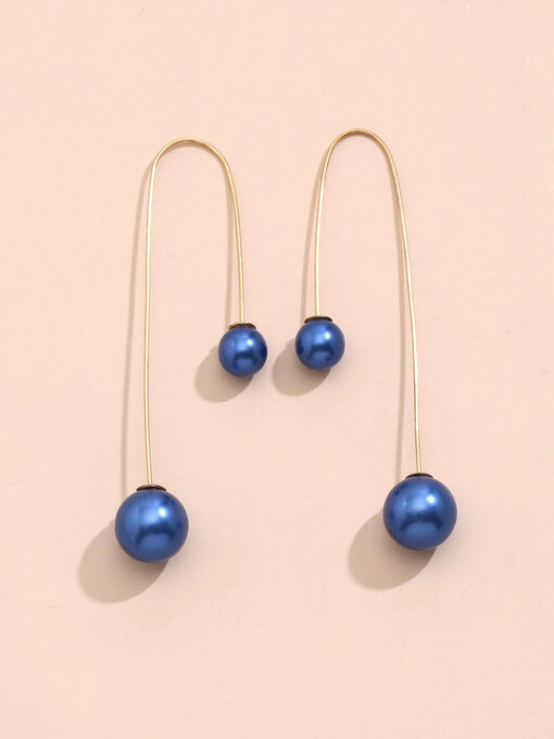 Σκουλαρίκια “Faux Pearl Thread” 106-00075 Μπλε