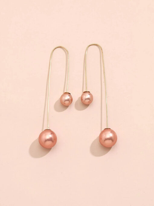Σκουλαρίκια “Faux Pearl Thread” 106-00075 Ρόζ
