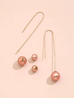 Σκουλαρίκια “Faux Pearl Thread” 106-00075 Ρόζ