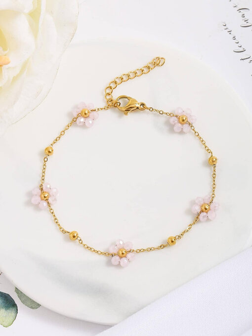 Βραχιόλι "Pearl Flower” 105-00042 Χρυσό