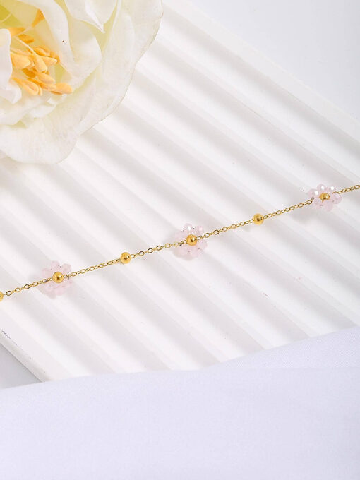 Βραχιόλι "Pearl Flower” 105-00042 Χρυσό