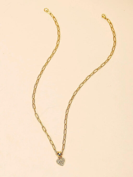 Κολιέ με Αλυσίδα ‘’Heart Charm” 104-00108 Χρυσό