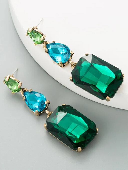 Σκουλαρίκια “Shinny Crystals” 106-00164 Πράσινο