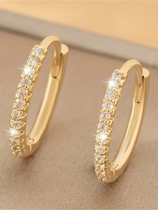 Σκουλαρίκια “Sparkling Hoop” 106-00220 Χρυσό