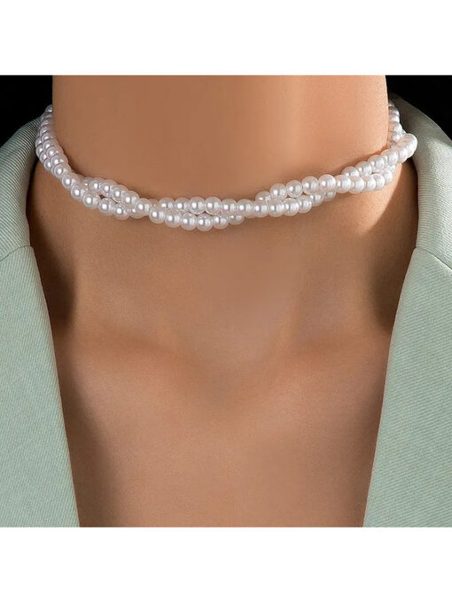 Κολιέ με Πέρλες ''Full D Pearls'' 104-00148 Λευκό