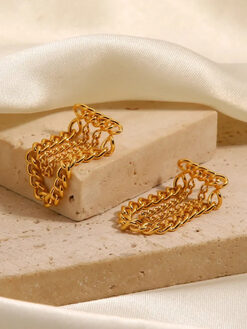 Σκουλαρίκια “Chain Curves” 106-00252 Χρυσό