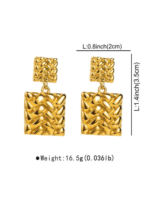 Σκουλαρίκια “Retro SQ” 106-00262 Χρυσό