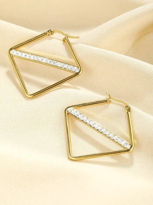 Σκουλαρίκια “Rhombus Diamond” 106-00255 Χρυσό