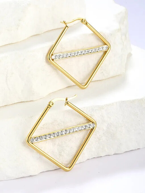 Σκουλαρίκια “Rhombus Diamond” 106-00255 Χρυσό