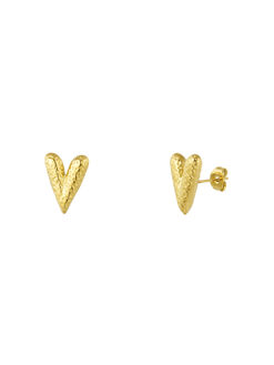Σκουλαρίκια ''Carved Heart" 106-00275 Χρυσό