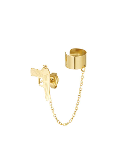 Σκουλαρίκια ''Gun Cuff" 106-00272 Χρυσό